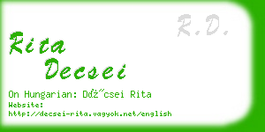 rita decsei business card